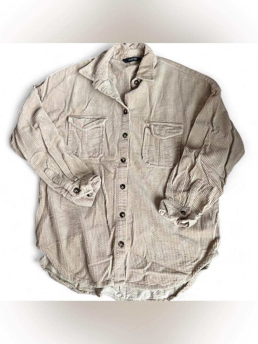 Glassons Light Beige Corduroy Button-Down Shirt